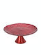 JK Home Decoration Décοr Тортена постава Стъклен с Крака Червен 28x28бр
