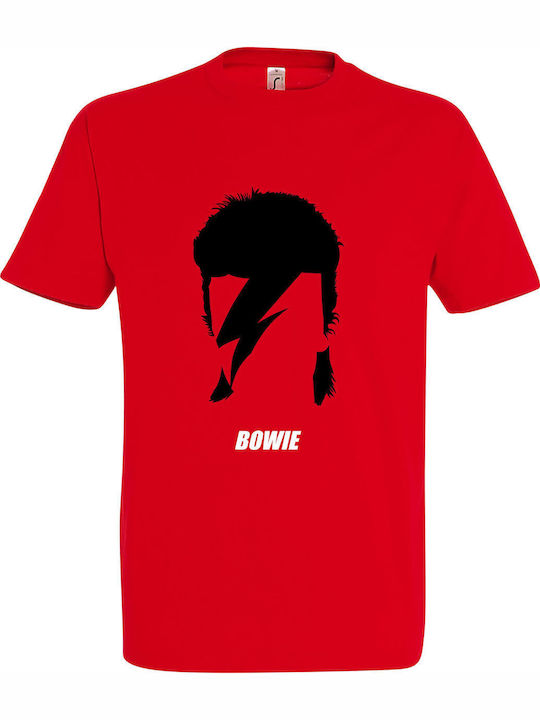 T-Shirt Unisex "David Bowie Fanart", Rot