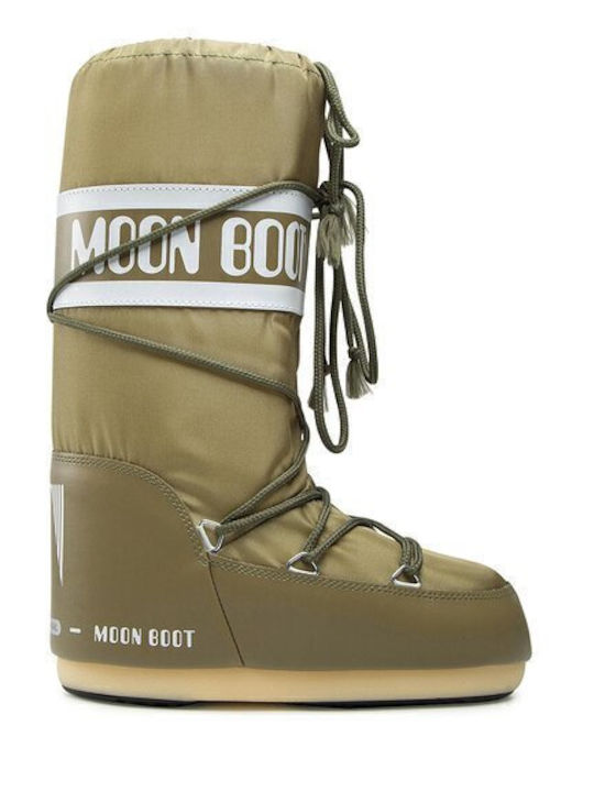 Moon Boot Icon Nylon Дамски Ботуши За Сняг С Козина Каки