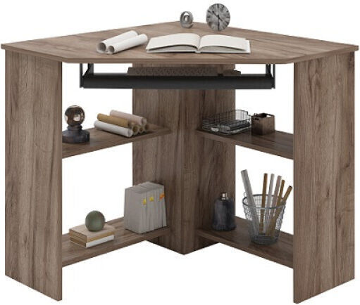 Corner Desk Marea 3 with Bookcase 80x80x74cm Brown Corner Desk Marea 3 with Bookcase 80x80x74cm Brown