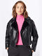 Γυναικείο Biker Jacket με Επένδυση Γούνας Total Black