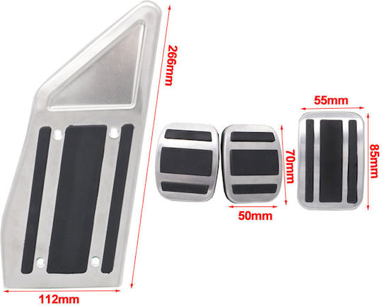 Carman Car Pedal Set Non Slip for Citroen / Peugeot 3008 / 5008 / C5 Aluminum Silver 4pcs