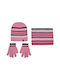 Stamion Kids Beanie Set with Scarf & Gloves Knitted Pink