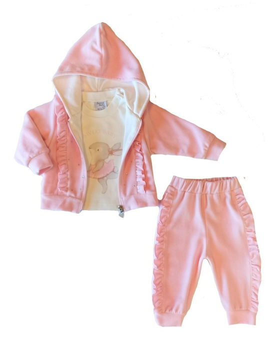 Sweet Baby Kids Sweatpants Set Pink 3pcs