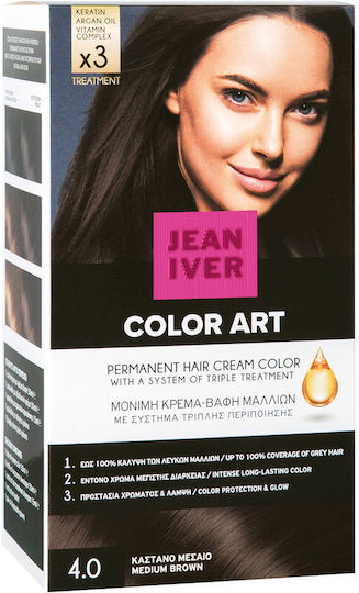 Jean Iver Color Art Vopsea De Păr N.4.0 Castaniu Mediu 50ml