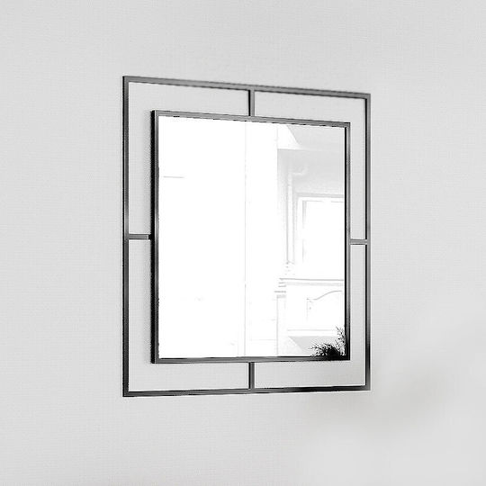 Megapap Callista Wandspiegel mit Schwarz Hölzernes Rahmen 58.6x58.6cm 1Stück