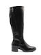 Synthetic Leather Riding Boots with Zipper Black