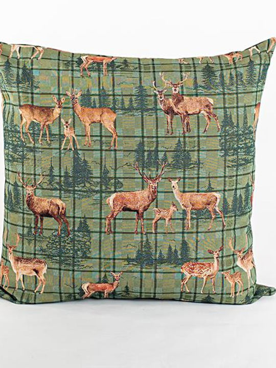 Eurolamp Christmas Decorative Pillow Square Green 75x75cm with Deer