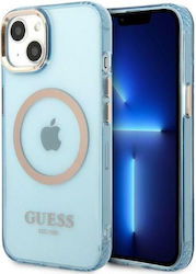 Guess Translucent Magsafe Umschlag Rückseite Kunststoff / Silikon Blue / Gold (iPhone 13) GUHMP13MHTCMB