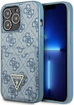 Guess Triangle Logo Cardslot Back Cover Πλαστικό Μπλε (iPhone 13 Pro Max)