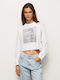 Rosalyn Cropped Hanorac pentru femei Alb