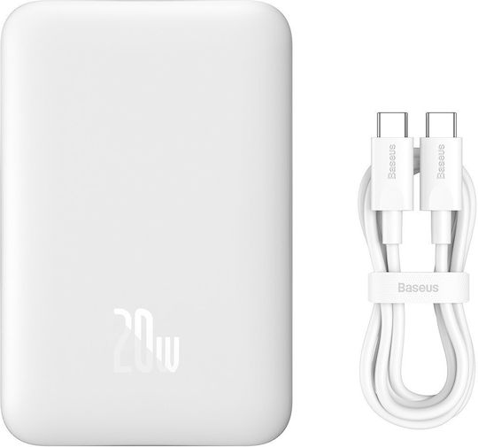Baseus Magnetic Mini MagSafe Power Bank 10000mAh 20W με Θύρα USB-C Power Delivery Λευκό