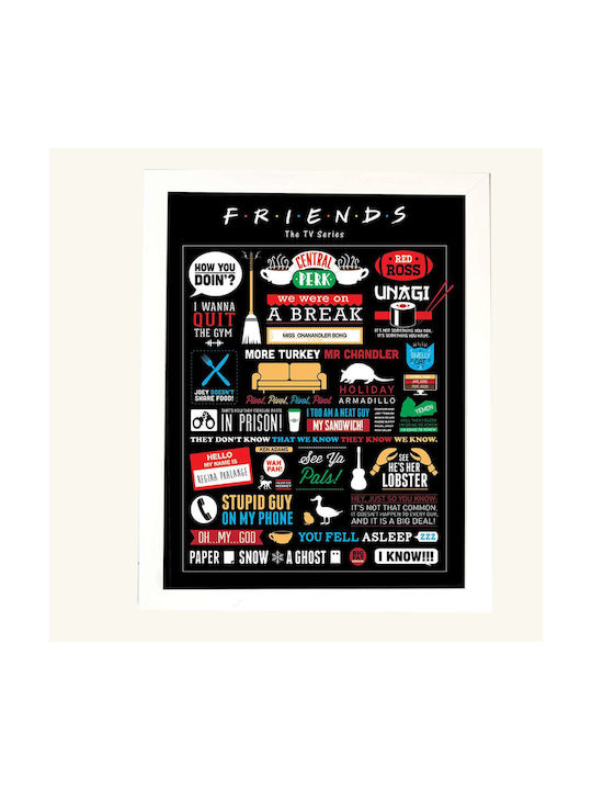 Pyramid International Αφίσα Friends Infographic Κορνίζα Ξύλινη Χρώμα Λευκό Με Τζάμι Mατ 40x50cm