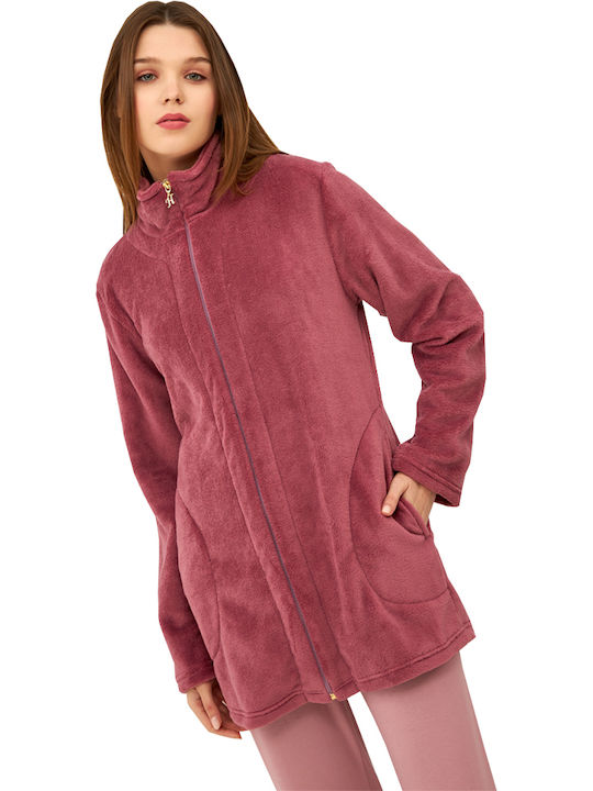 Harmony De iarnă Pentru Femei Fleece Halat roz închis