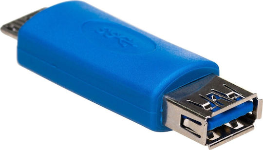 Akyga Μετατροπέας USB-A male σε micro USB male Μπλε 1τμχ AK-AD-25