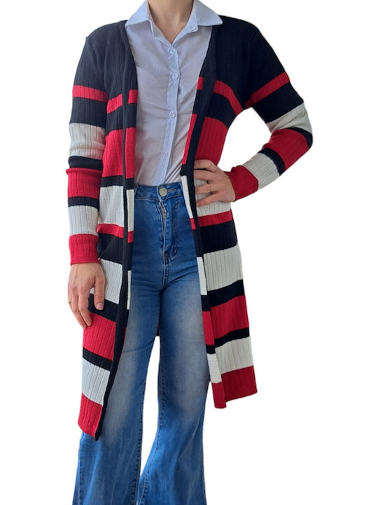 KNITTED JACKET STRIPED TOP MISS RED