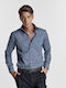 Long-sleeved Cotton Shirt Navy Blue