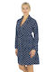 Women's fleece robe polka dot blue W23