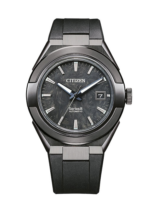 Citizen Series 8 Automatic Limited Edition Ρολόι Χρονογράφος Αυτόματο με Δερμάτινο Λουράκι σε Μαύρο χρώμα