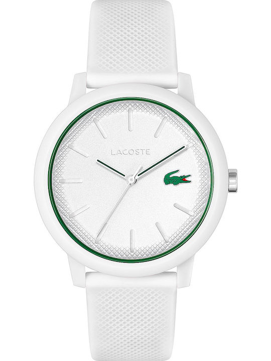 Lacoste Ανδρικό Ρολόι 42mm Μπαταρίας με Λευκό Καουτσούκ Λουράκι