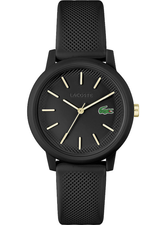 Lacoste Ceas de Damă cu Negru Curea din Cauciuc