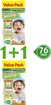 Babylino Sensitive 1+1 Πάνες με Αυτοκόλλητο No. 6 για 13-18kg 76τμχ