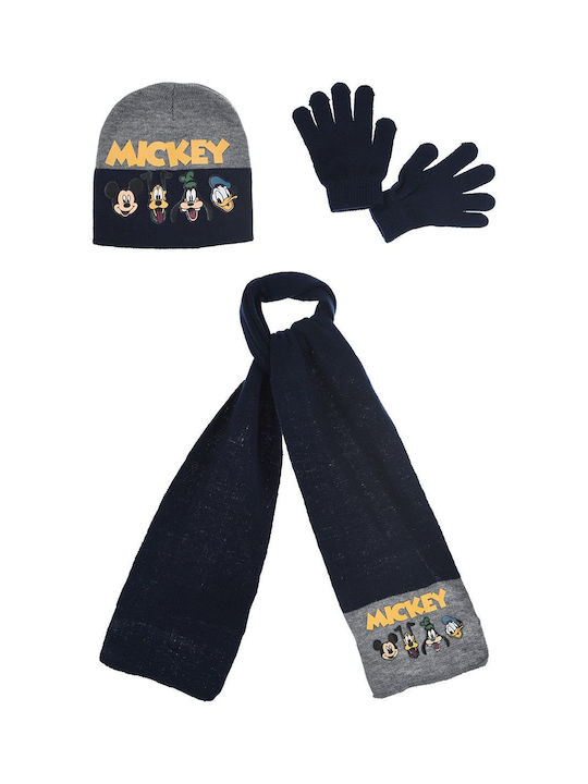 Σετ σκούφος με γάντια και κασκόλ "Mickey and friends" μπλε (Μπλε)