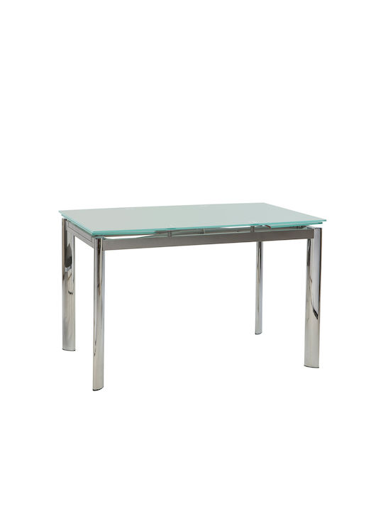 Botev Table Kitchen Extendable with Glass Surface Sandblasting / Chrome 120(+60)x80x75cm