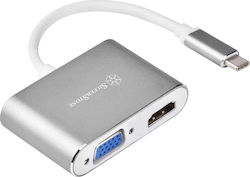 Silverstone EP16 USB-C male σε HDMI / VGA female
