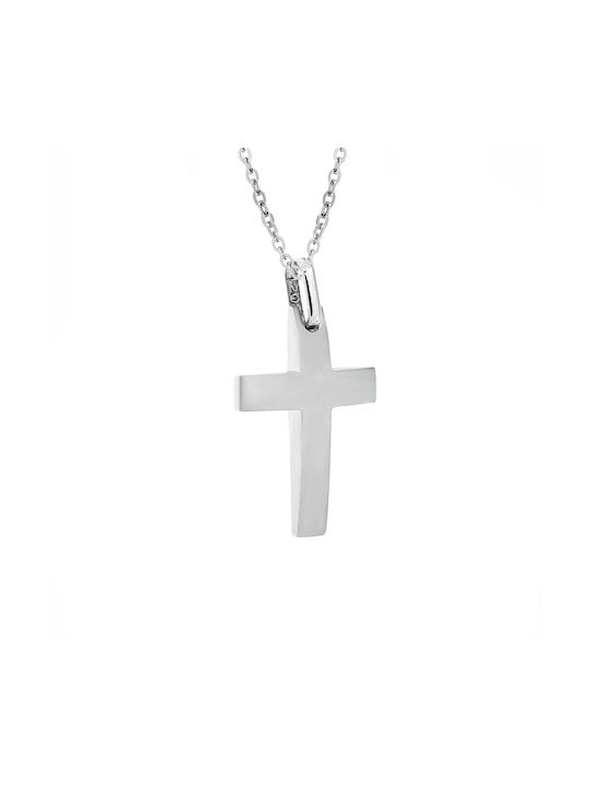 Men's Matte White Gold Cross 14K STL2187