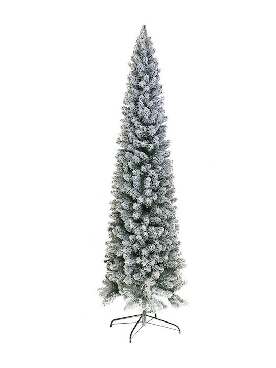 Skyland Snowy Christmas Slim Green Tree with Metallic Base and Built in Branches H180cm