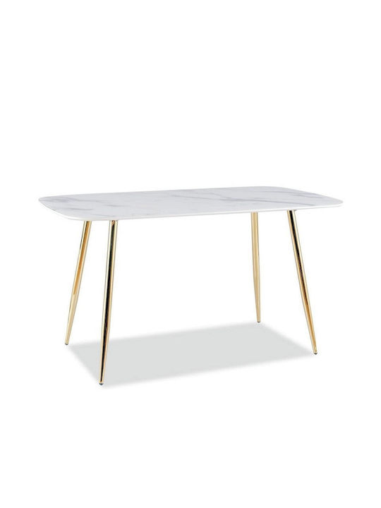 Ceres Table Dining Room with Glass Surface White 140x80x75cm