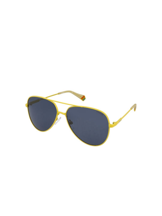 Polaroid Sunglasses with Yellow Metal Frame and Blue Polarized Lens PLD6187/S 40G/C3