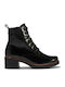 2524 Leder Stiefeletten Damen Schwarz