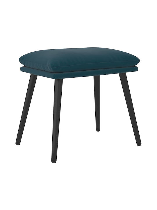 Hocker Fußhocker Mit Samt bezogen Blau 1Stück 45x29.5x39cm