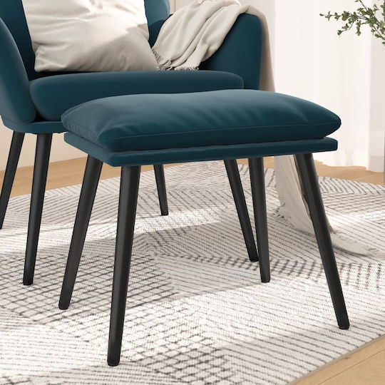 Υποπόδιο Επενδυμένο με Βελούδο Μπλε 45x29.5x39εκ.