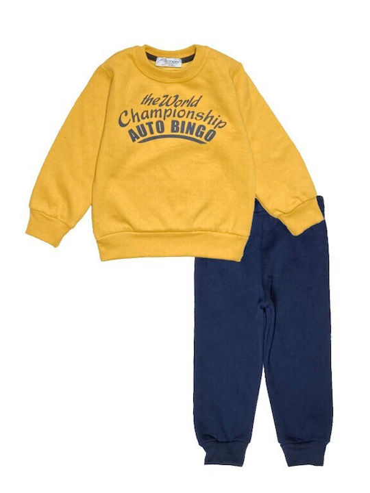 Cotton Planet Kids Sweatpants Set Yellow 2pcs Αuto