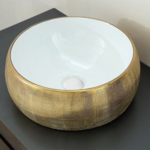 KLP 500004 Countertop Sink Porcelain 40x40x16cm Gold KLP 500004 Countertop Sink Porcelain 40x40x16cm Gold