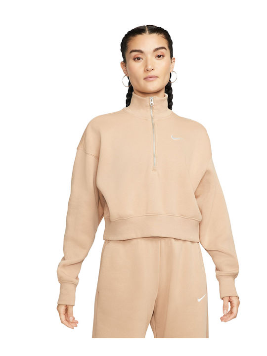 Nike Gekürzt Damen Sweatshirt Beige