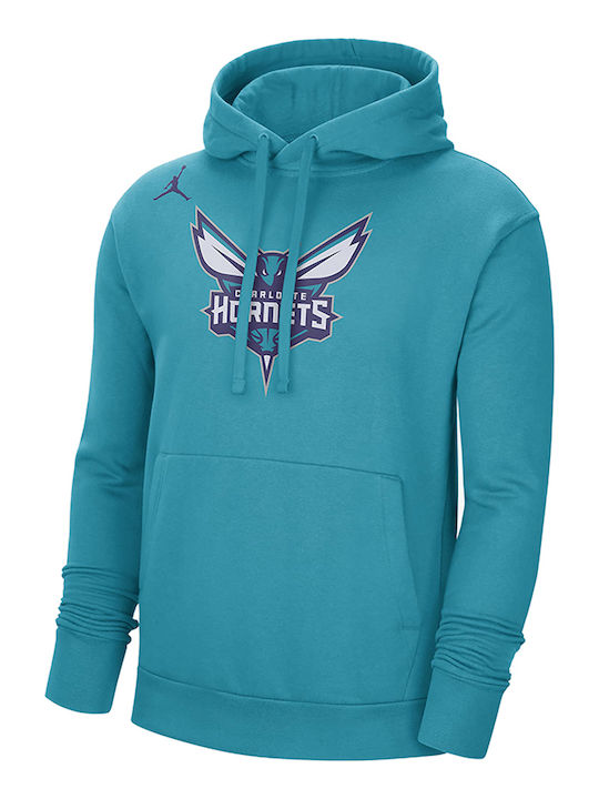 Nike Charlotte Hornets Ανδρικό Φούτερ με Κουκούλα Γαλάζιο