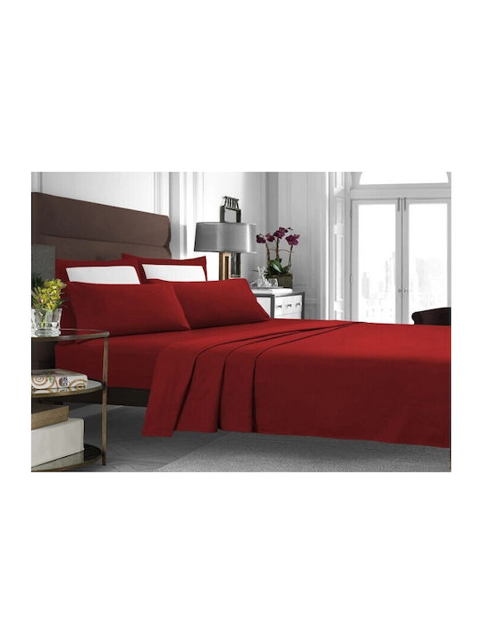 MayHome Bettwäsche-Set Doppel Flanell 200x240cm. Rot 4Stück