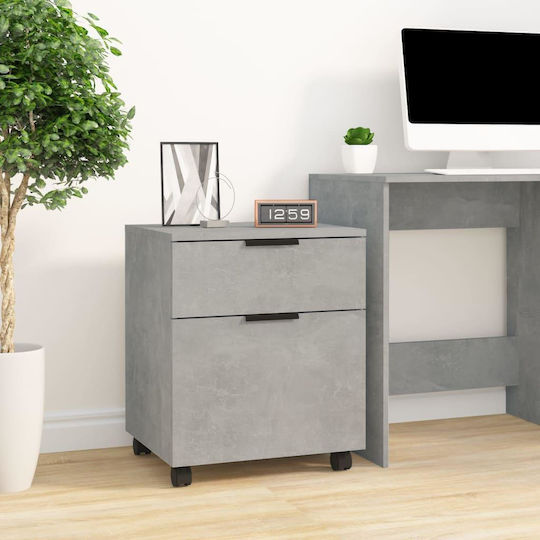 Cabinet De Birou Din Lemn Cu Roți Gri Beton 45x38x54cm