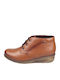 Leather Women's Ankle Boots Platform Tabac Brown