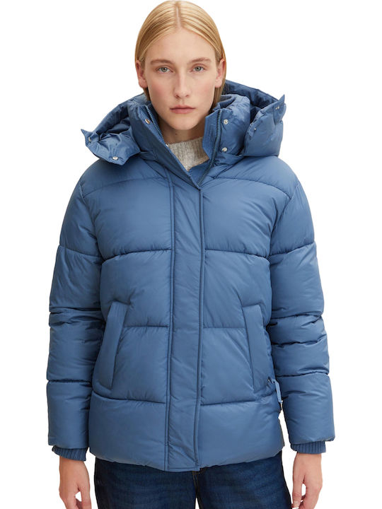 Κοντό Γυναικείο Puffer Μπουφάν για Χειμώνα Stormy Sea Blue