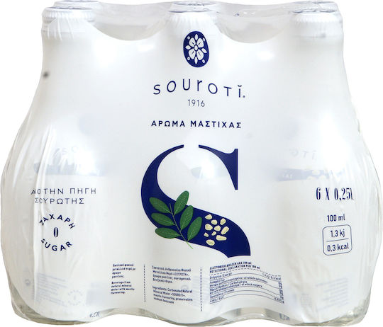 Souroti Glass Carbonated Water with Mastic Flavour 6x0.25lt