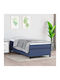 Mattress Bed Single Upholstered with Fabric Blue for Mattress 90x190cm