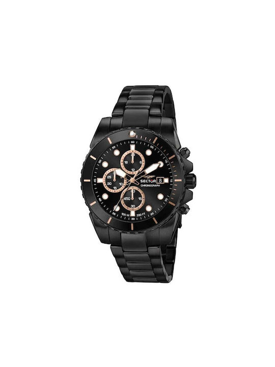 Sector 450 Watch Chronograph Battery with Black Metal Bracelet