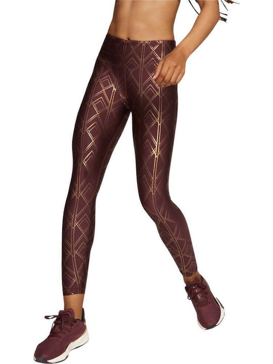 Deco Glam Women's Cropped Training Legging High Waisted Burgundy
