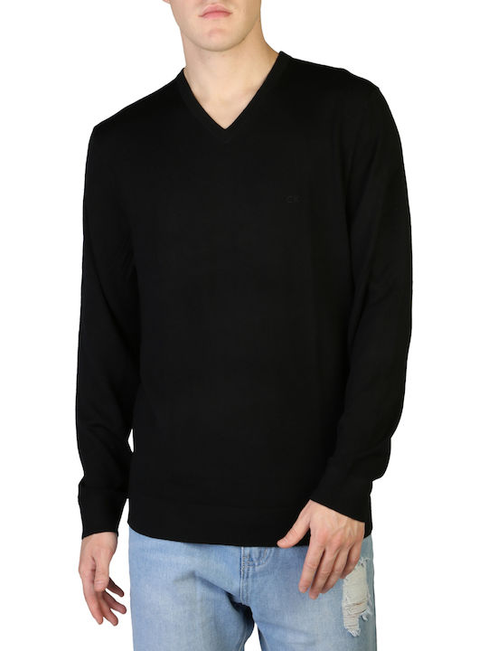 Calvin Klein Men's Long Sleeve Sweater with V-Neck Black