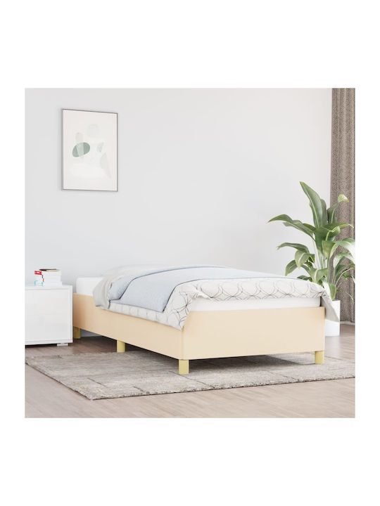 vidaXL Einzelbett Unterlage Mit Stoff Beige Für...